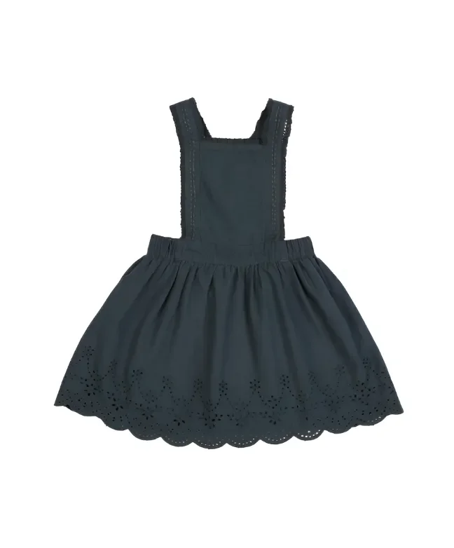 Elea | Corduroy Cotton Anglaise Dress | Vintage Blue
