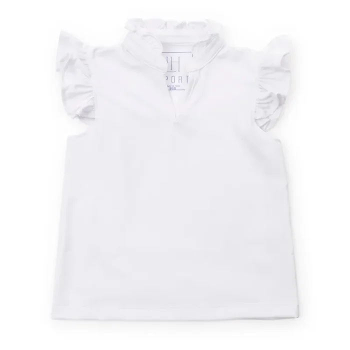 Ellie Girls’ Sleeveless Ruffled Top By Lh Sport – White