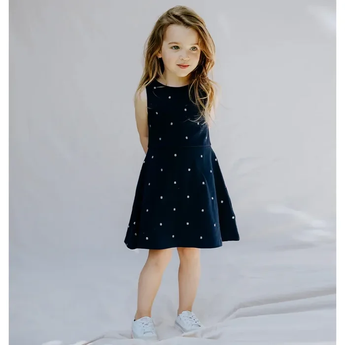 Embroidered Dress Blues Pique Dress
