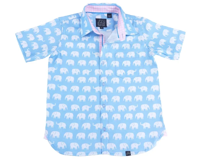 Erawan Elephants In Sky Blue – Short Sleeve