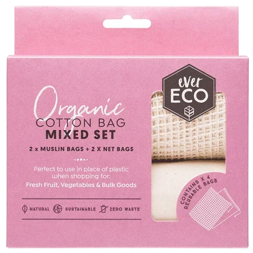 Ever Eco Organic Cotton Mixed Set Produce Bags (4 Pack)