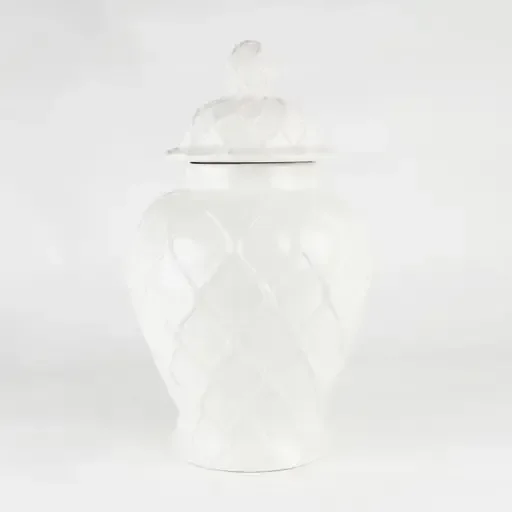 Extra Large White Textured Ginger Jar