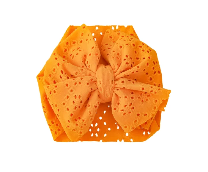 Eyelet Headwrap Bow- Mustard