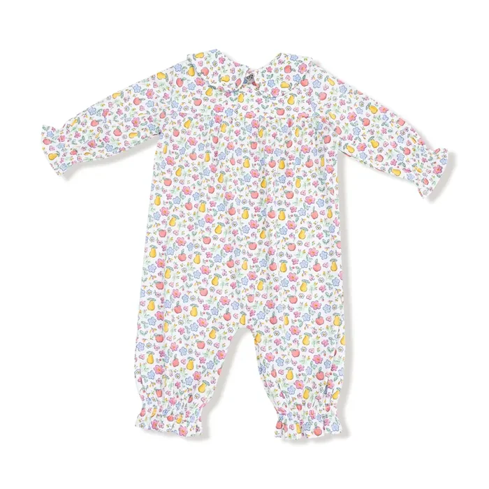 Fall Fruit Floral – Smocked L/S Romper w/ Peter Pan Collar