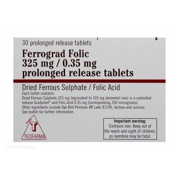 FERROGRAD FOLIC 325 MG PROLONGED RELEASE