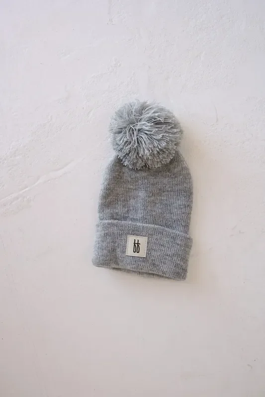 Ff Knit Pom Top Beanie | Grey