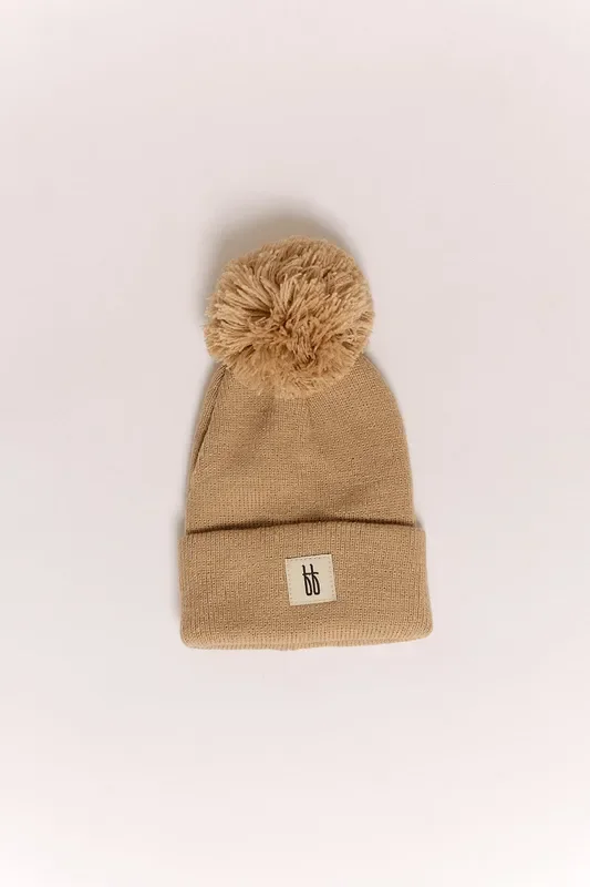 Ff Knit Pom Top Beanie | Taupe