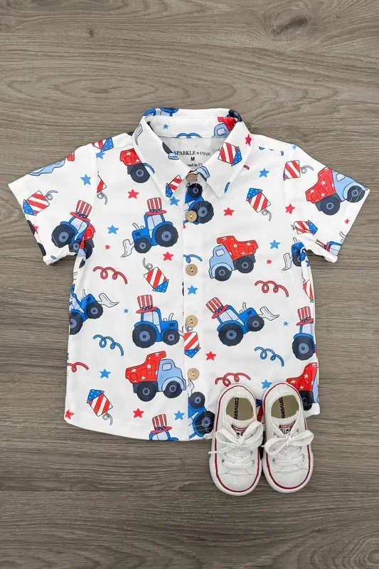Firecrackers & Tractors Button Down Top