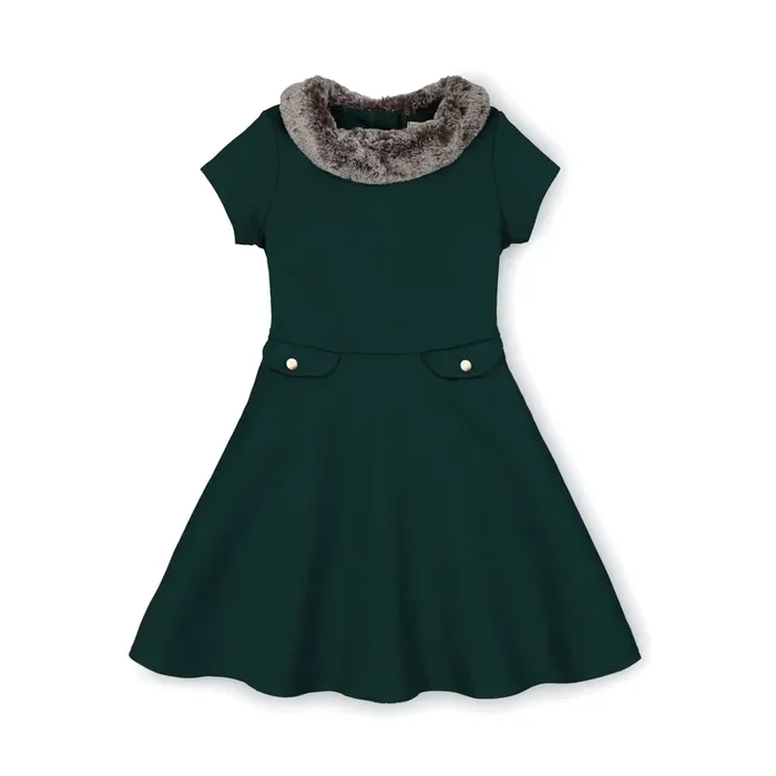 Fit And Flare Ponte Dress With Faux Fur – Baby