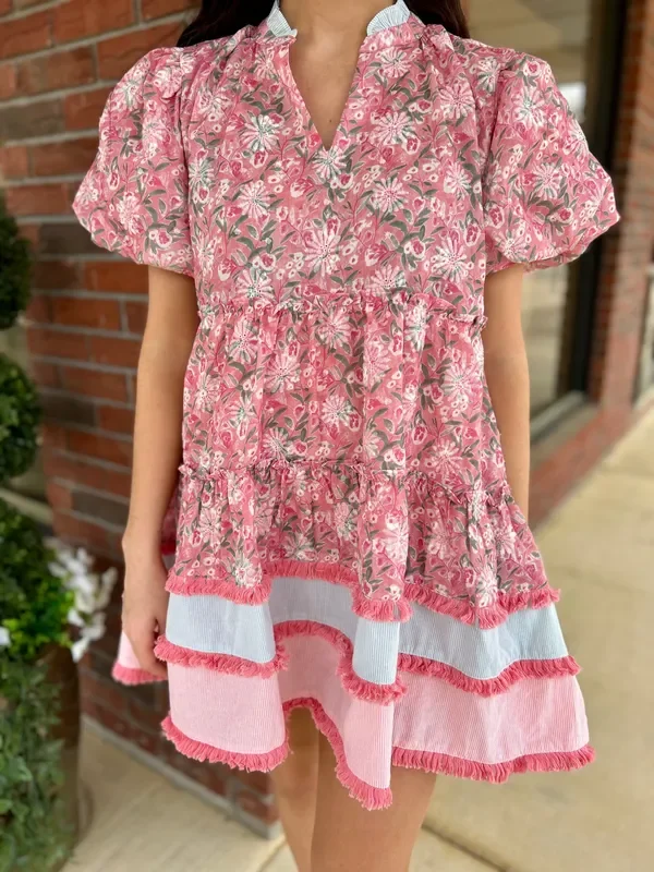 Floral Print Jacquard Dress