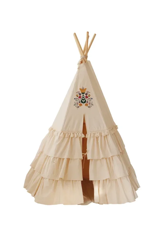 Folk – Teepee Tent With Frills And Embroidery