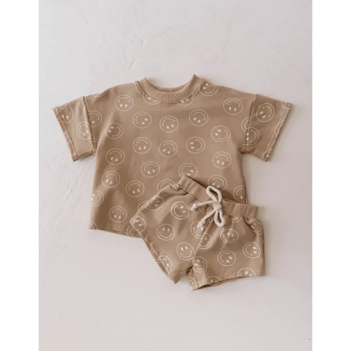 Forever French Baby Short Set- Just Smile Tan