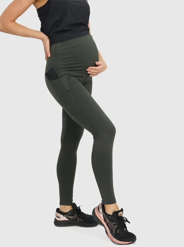 Full length Active Maternity Leggings – Khaki