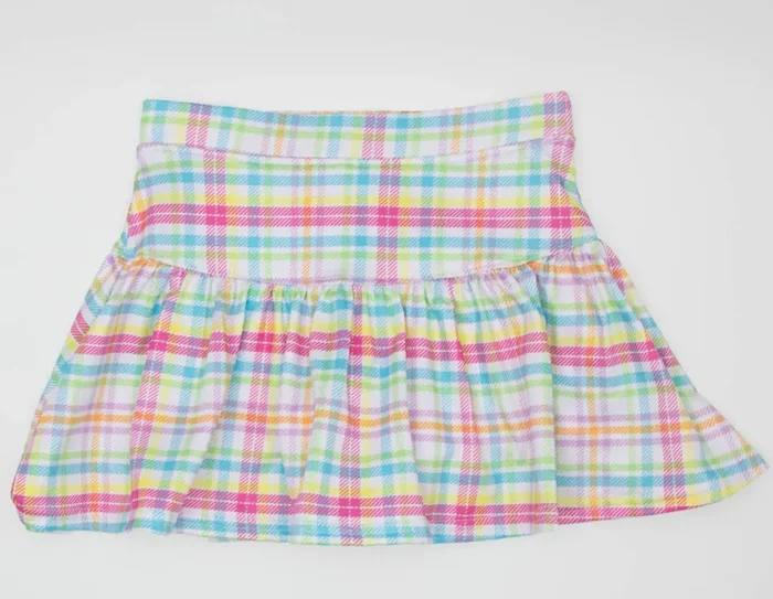 Gathered Skort | Neon Plaid
