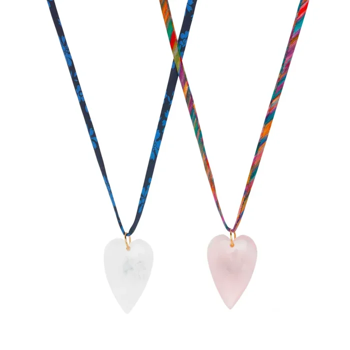 Gemstone Heart Liberty Print Necklace