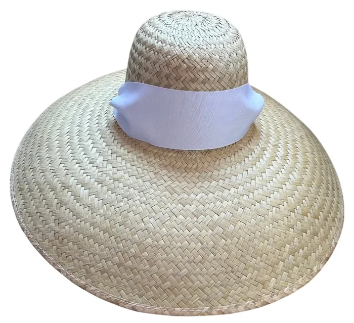 Geranium Sun Hat – Wide & Short White Grosgrain Ribbon