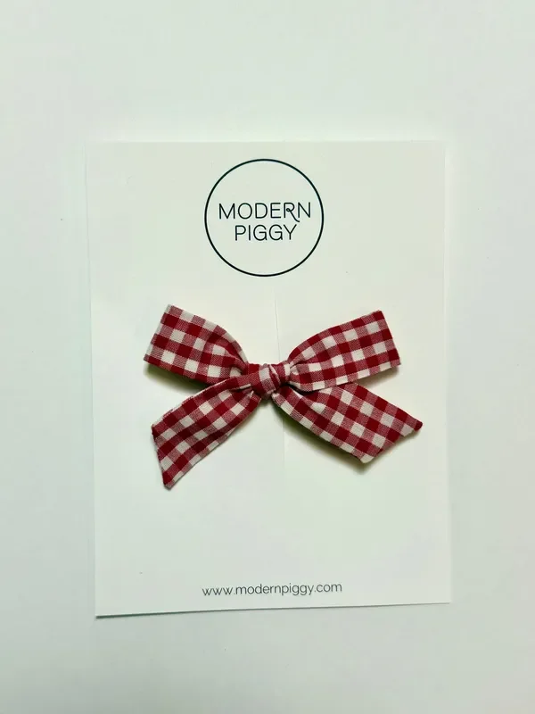 Gingham Glory- Red | Pigtail Set – Hand-tied Bow