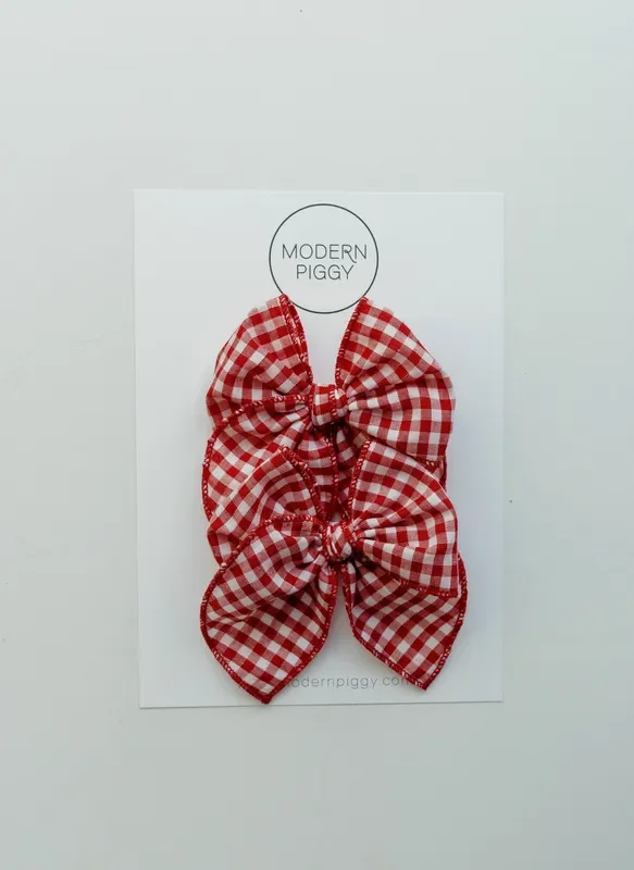 Gingham Glory- Red | Pigtail Set – Petite Party Bow