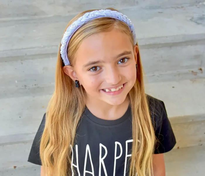 Girl’s Purple Braided Pearl Headband