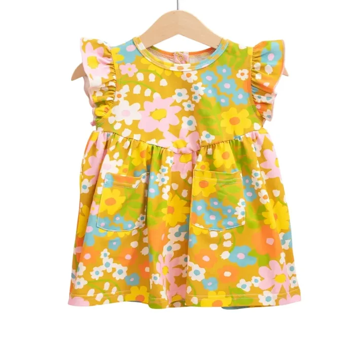 Girls’ Flutter Dress In Sixties Wild Blooms