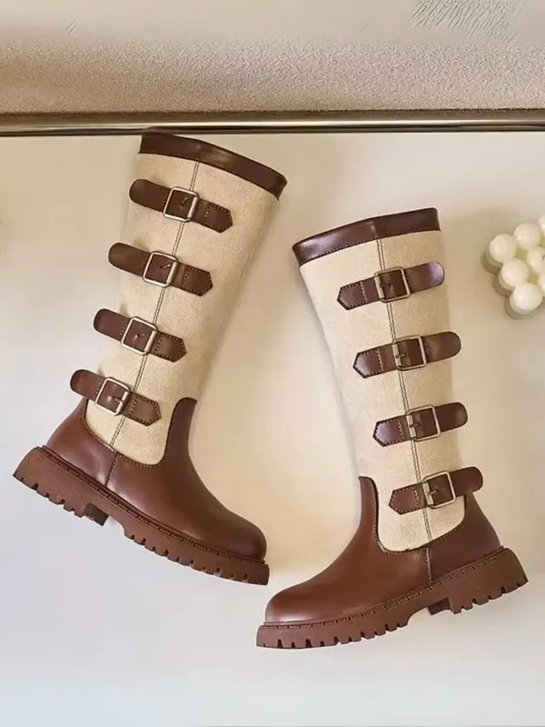 Girls Belted Mid-Calf Riding Boots By Liv and Mia