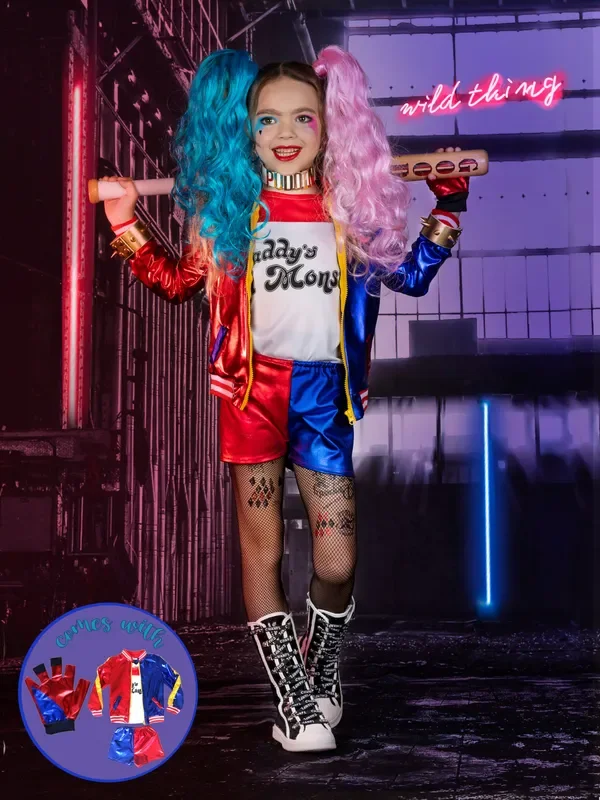 Girls Gotham Trickster 4-Piece Costume Set