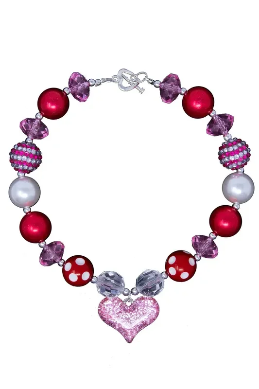 Glitter Heart Bubblegum Necklace