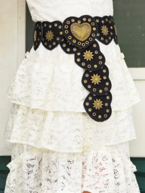 Golden Charm Heart Statement Belt for Girls