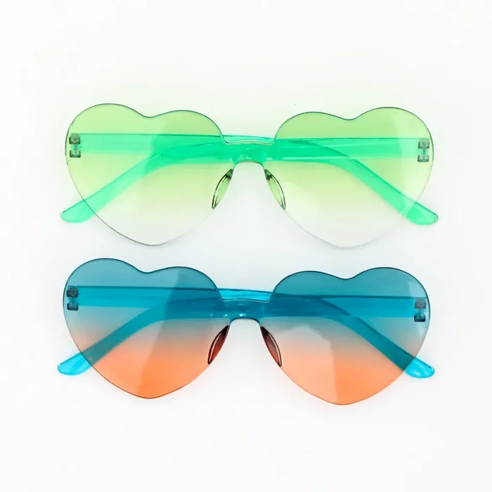 Green and Teal ombré Heart sunglasses