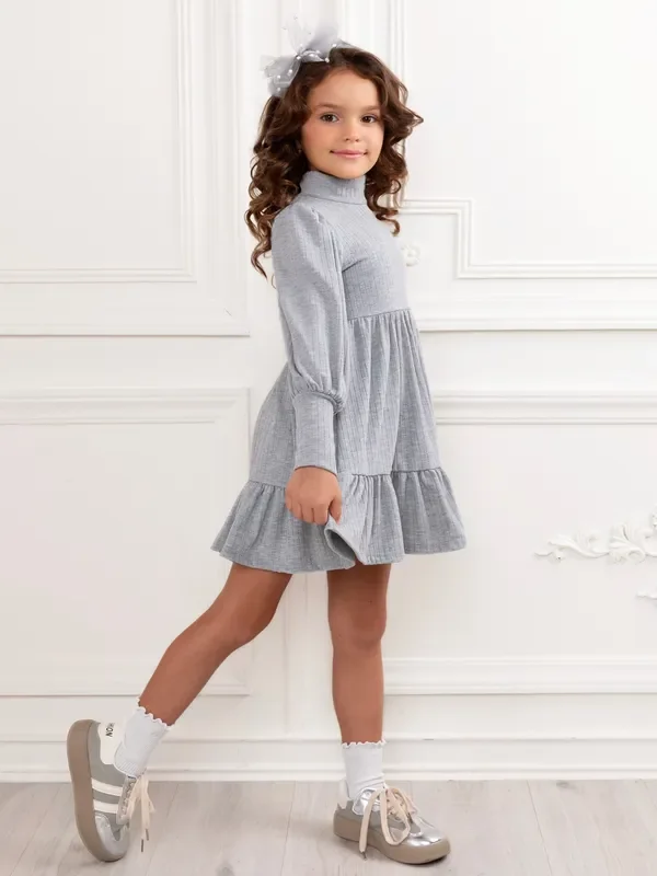 Grey Everyday Comfort Ruffle Dress