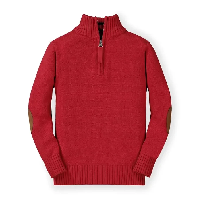 Half Zip Organic Pullover Sweater With Elbow Patches – Baby