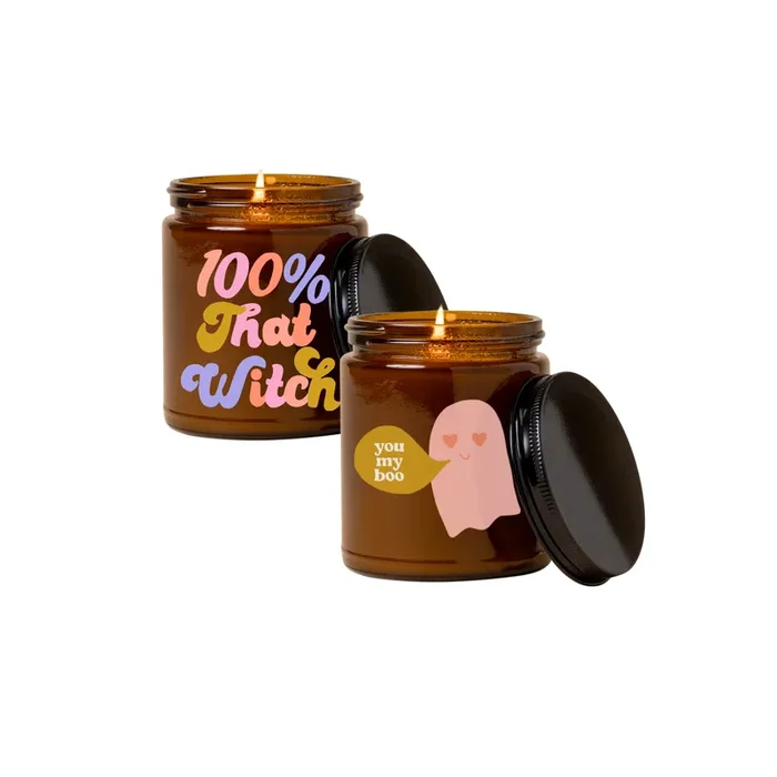 Halloween Candle Jar W/lid