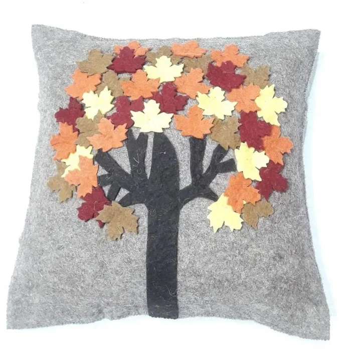 Hand Felted Wool Pillow – Maple Tree Gray – 20 “