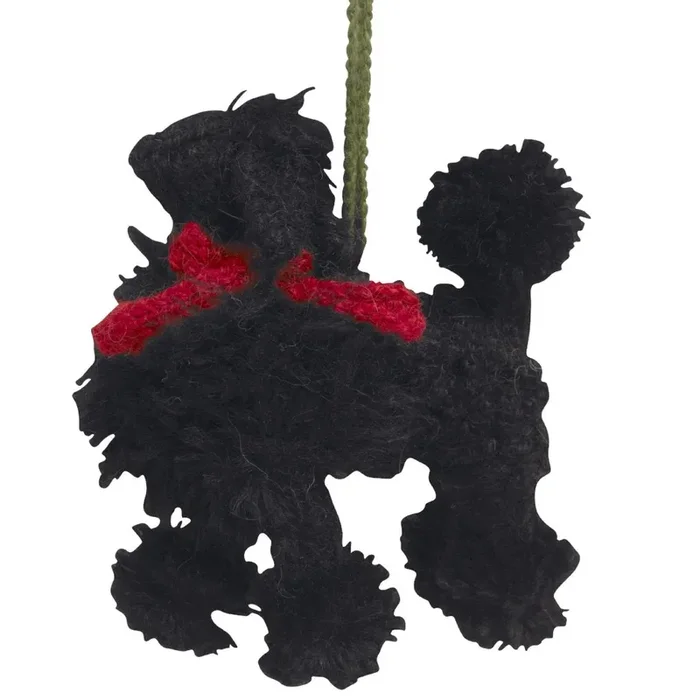 Hand Knit Alpaca Wool Christmas Ornament – Black Poodle Dog