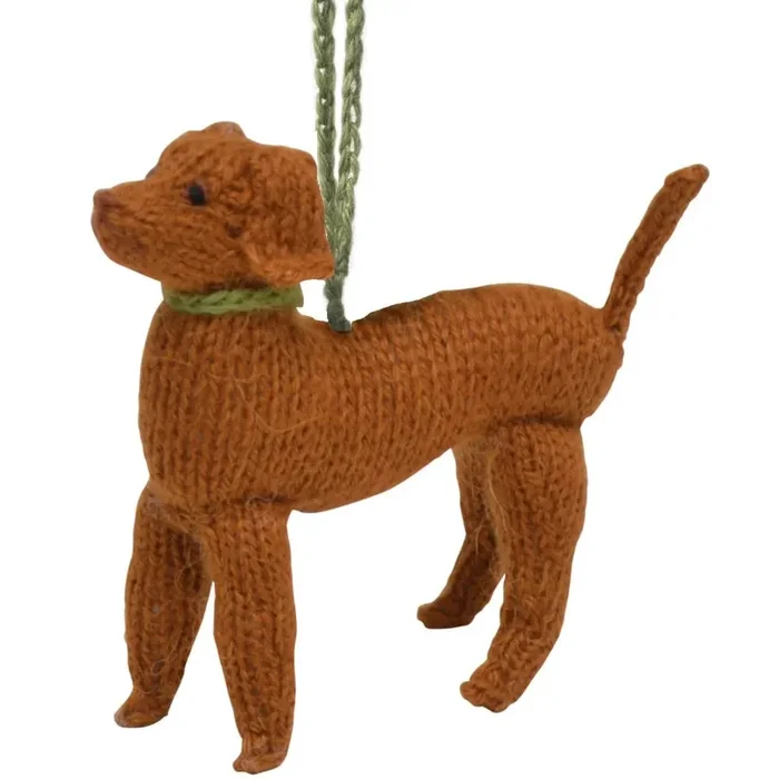 Hand Knit Alpaca Wool Christmas Ornament – Vizsla Dog