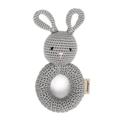 Handmade Crochet Teething Ring Rattle – Bunny