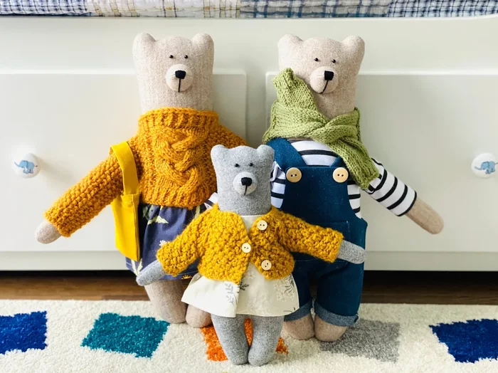 Handmade Stuffed Cloth Mom/dad Bear – Dressed