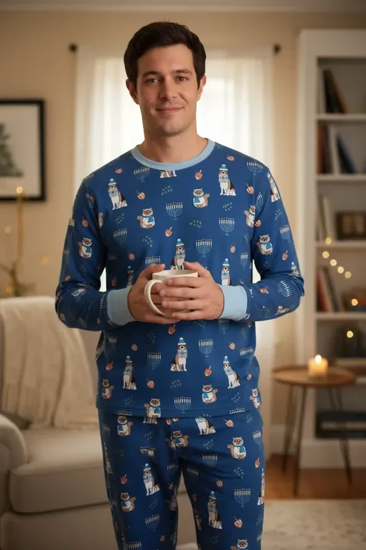 Hanukkah Pets (men’s Long Sleeve Pj) – Blue