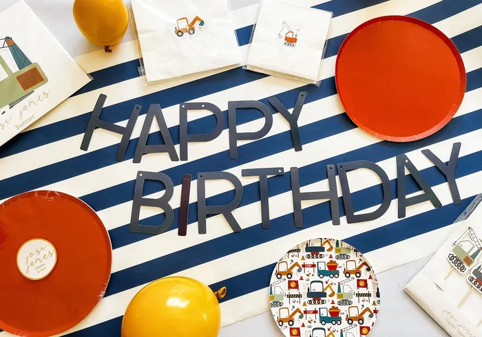 Happy Birthday Banner Navy