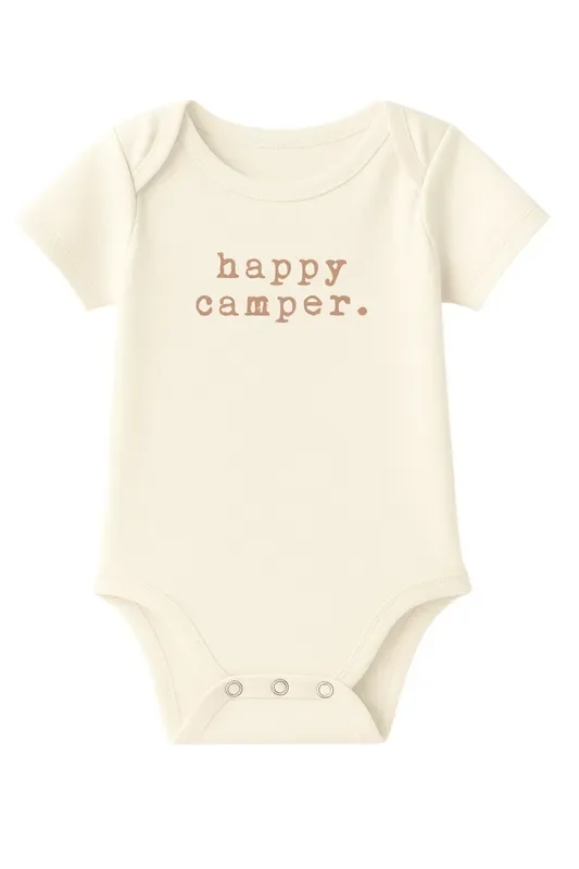 Happy Camper Clay Organic Cotton Baby Bodysuit Short Sleeve