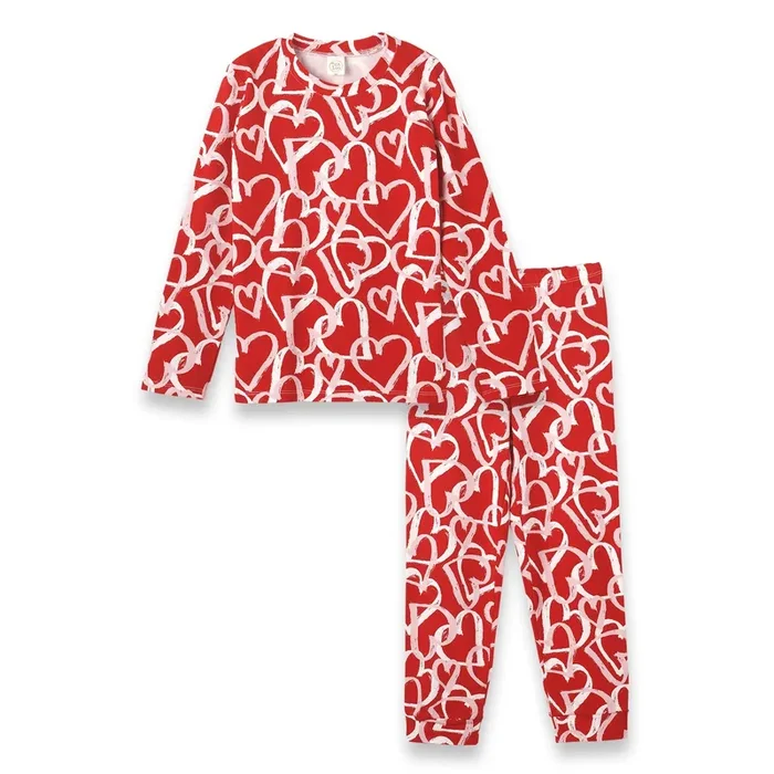 Happy Hearts Girl’s Valentine Bamboo Pajama Set