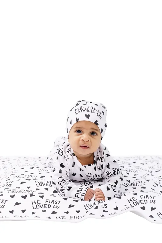 He First Loved Us Pj Footed Onesie Cotton