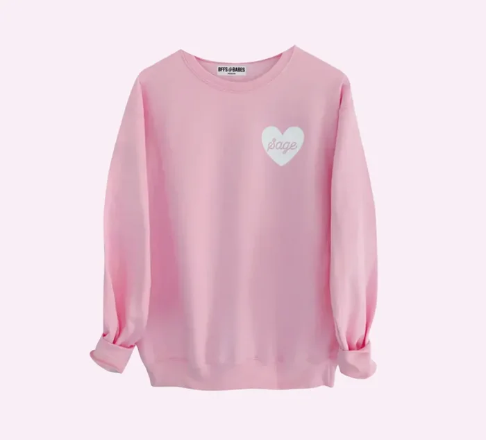 Heart U Most ♡ Light Pink Personalizable Script Heart Sweatshirt