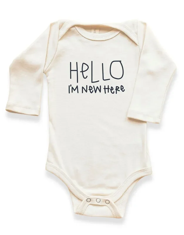Hello I’m New Here Organic Bodysuit Long Sleeve