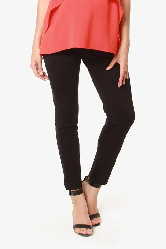 High Waist Pleated Maternity Pants Black