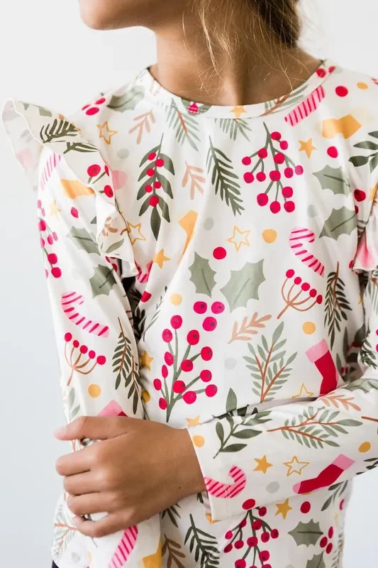 Holly Jolly Christmas L/s Ruffle Tee