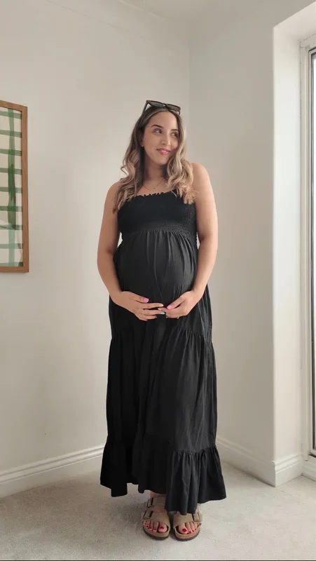 Holly Smocked Maxi Dress in Black