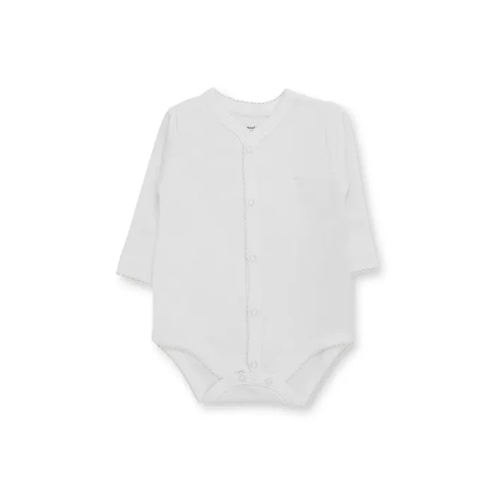 Honey Logo Long Sleeve Bodysuit, White