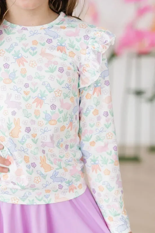 Hoppy Easter L/s Ruffle Tee