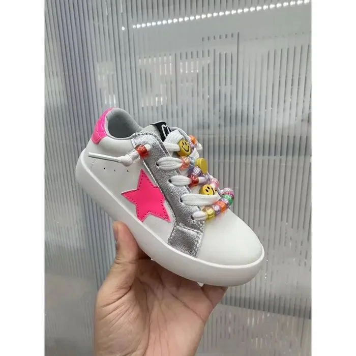 Hot Pink Star Sneakers Beaded Laces